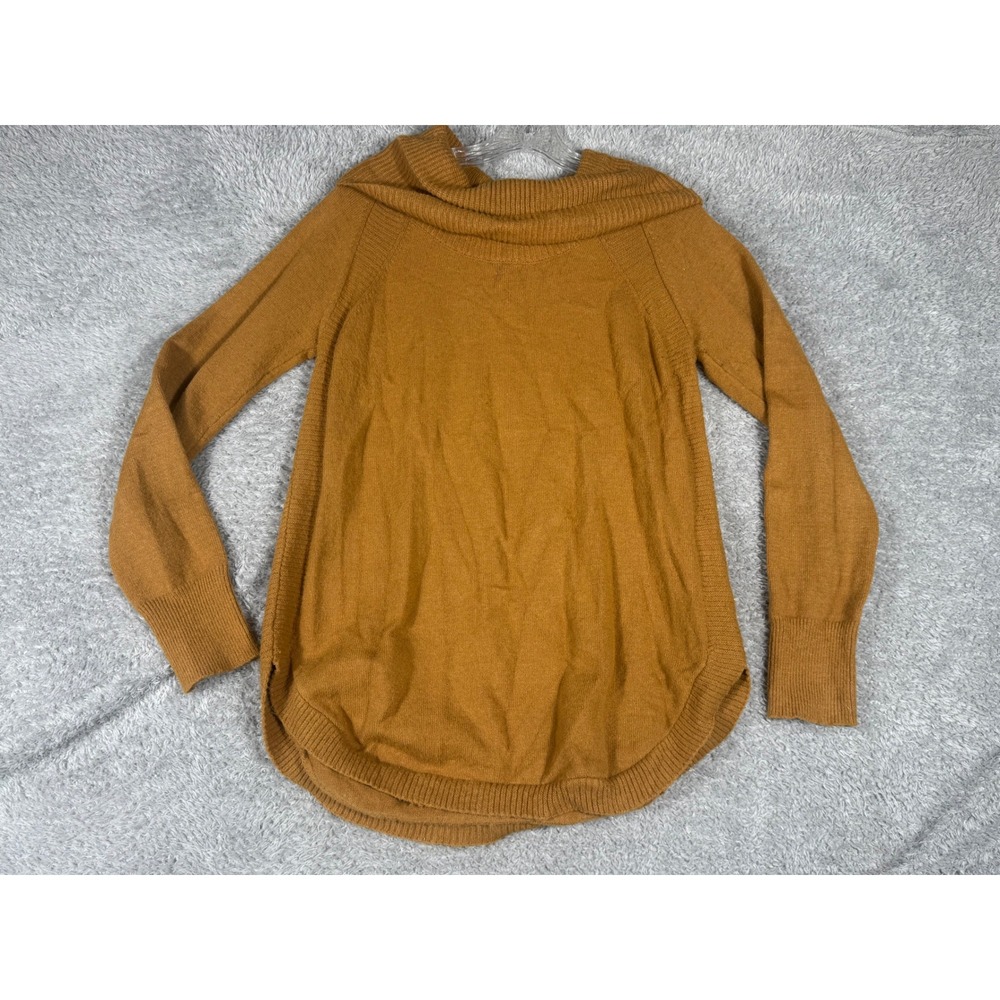 Time and Tru Cowl Neck Sweater Womens M Brown Excellent Knit Curved Hem TTL49383